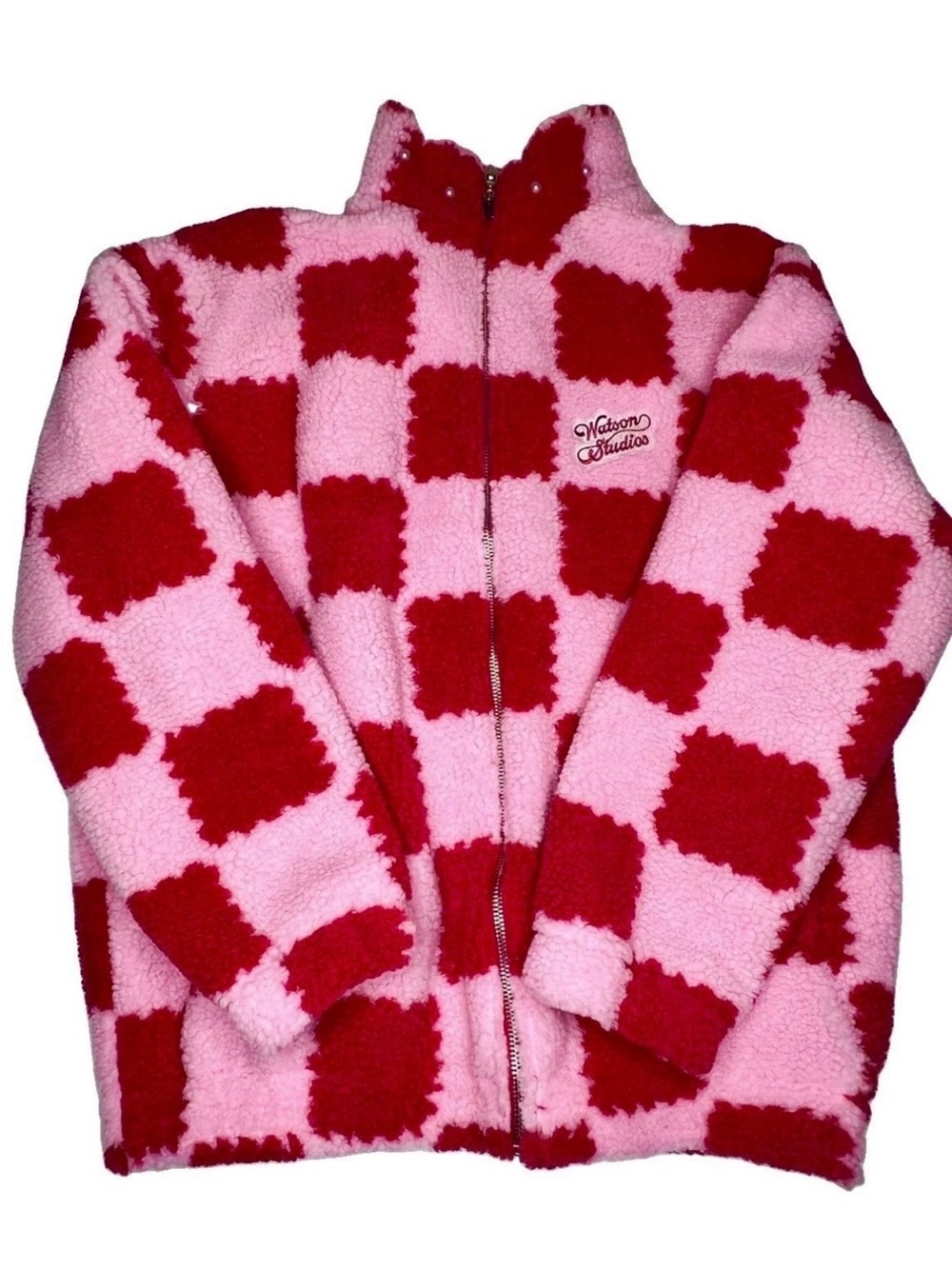 The Watson Studios Pink and Red Sherpa / Full Zip Jacket in XL